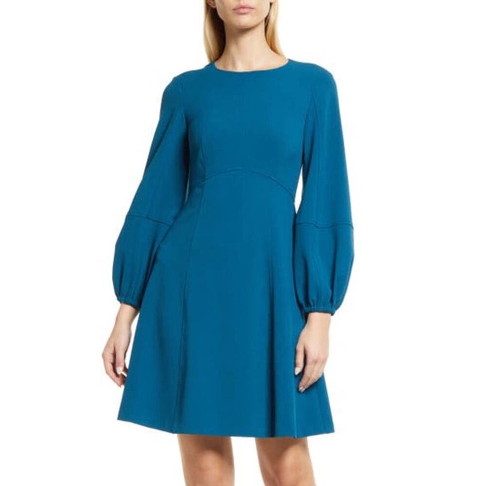 Eliza J Long Sleeve Dress Balloon Sleeve Blue Size 18 New